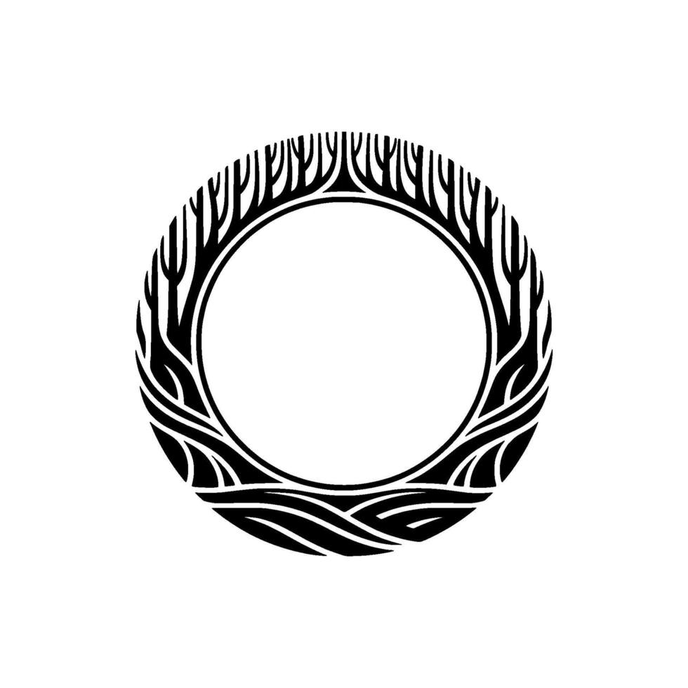 Minimalist Tree Circle Frame , Nature Inspired. vector