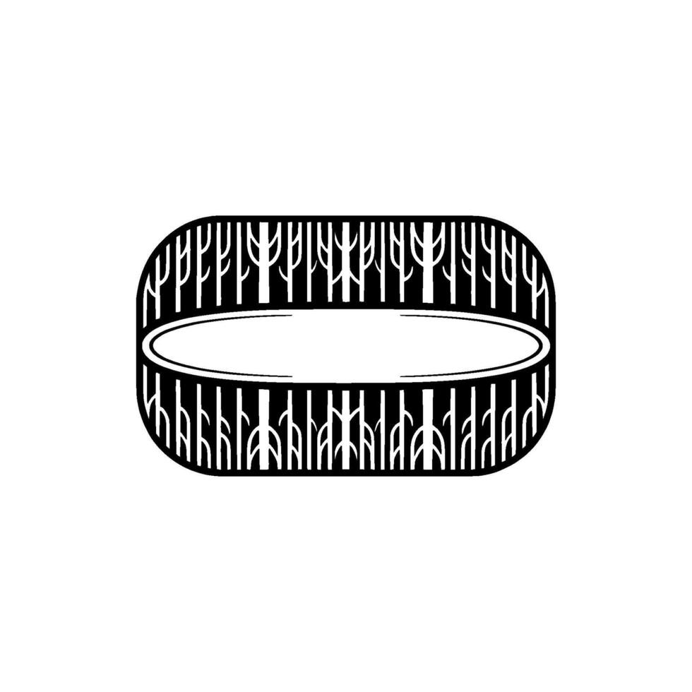 Minimalist Black White Birch Forest Oval Frame. vector