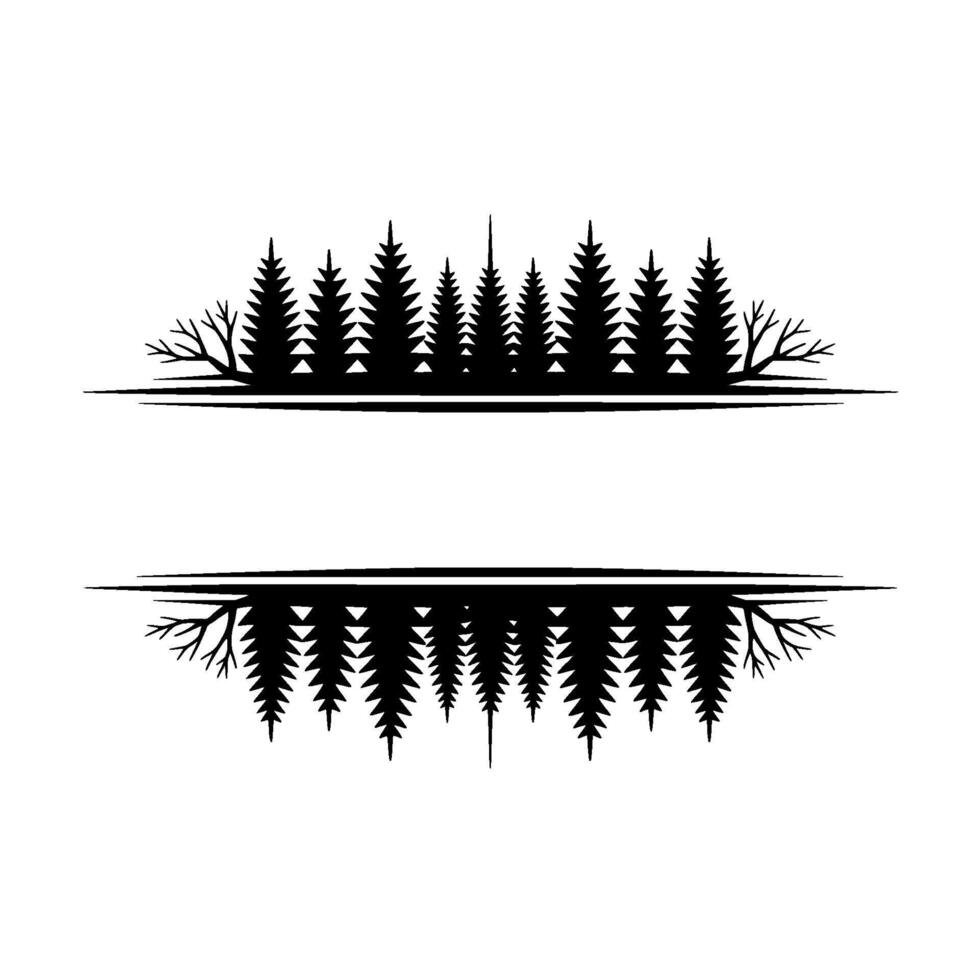 Forest Silhouette Emblem with Mirror Effect - Minimalist Nature. vector