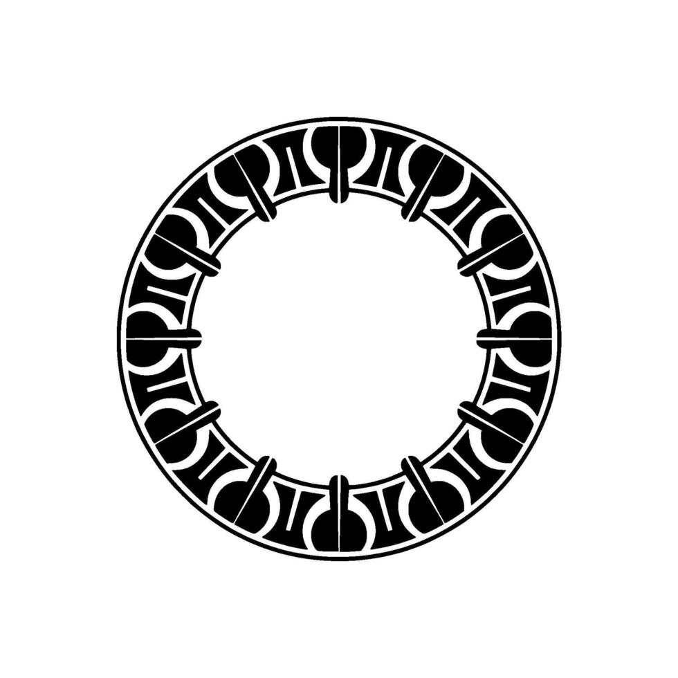 Art Deco Circular Border Element - Black White Ornamental. vector