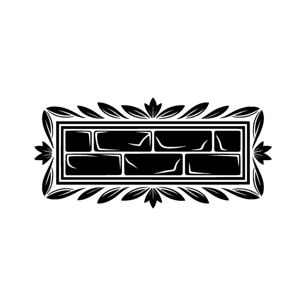 Ornate Black Brick , Architectural , White Background. vector
