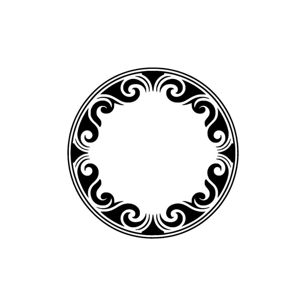 Circular Black and White Ornament Element. vector