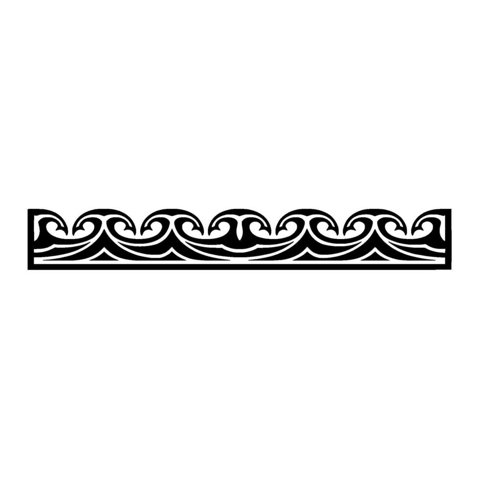 Tribal Wave Border , Black and White Polynesian. vector