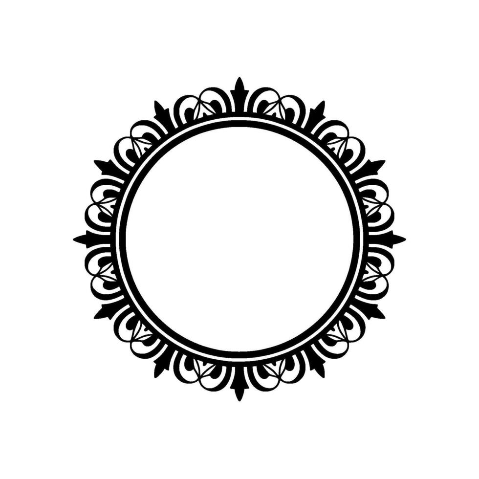 Elegant Black White Circular Decorative Frame. vector