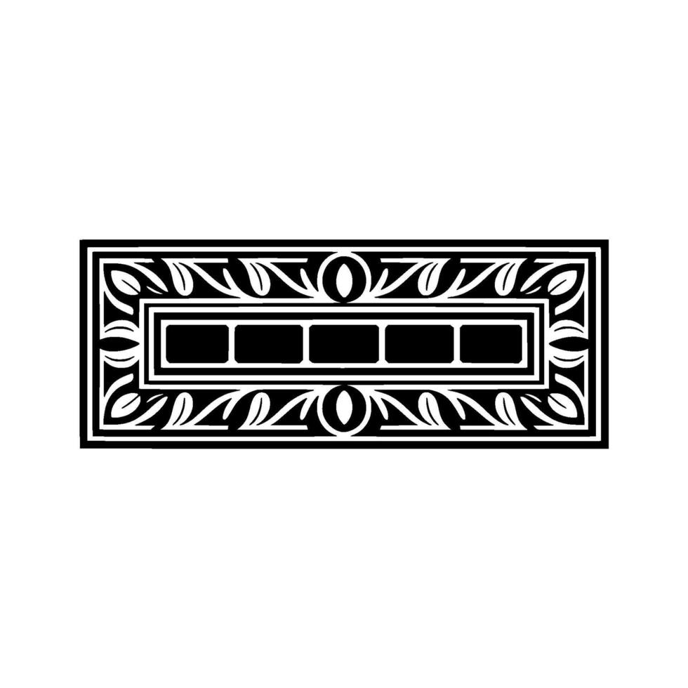 Ornate Black and White Rectangle Frame. vector