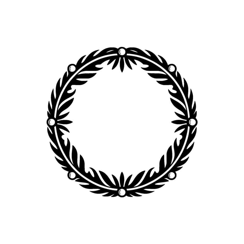 Elegant Black Laurel Wreath on White Background - Minimalist. vector