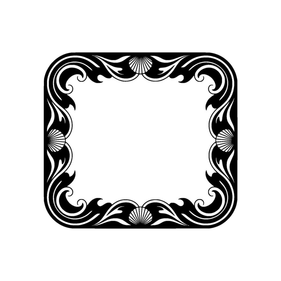 Ornate Black White Frame Art Nouveau Inspired. vector