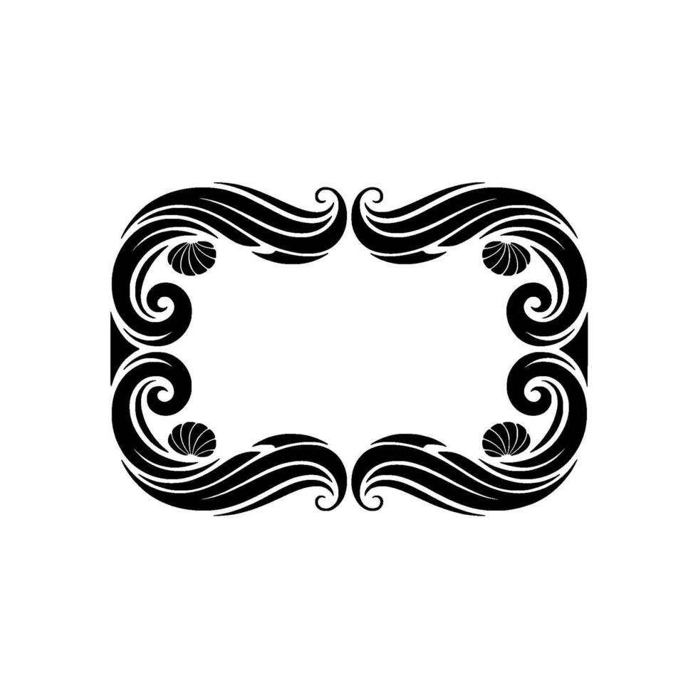 Art Nouveau Scroll Frame, Black and White, Decorative. vector