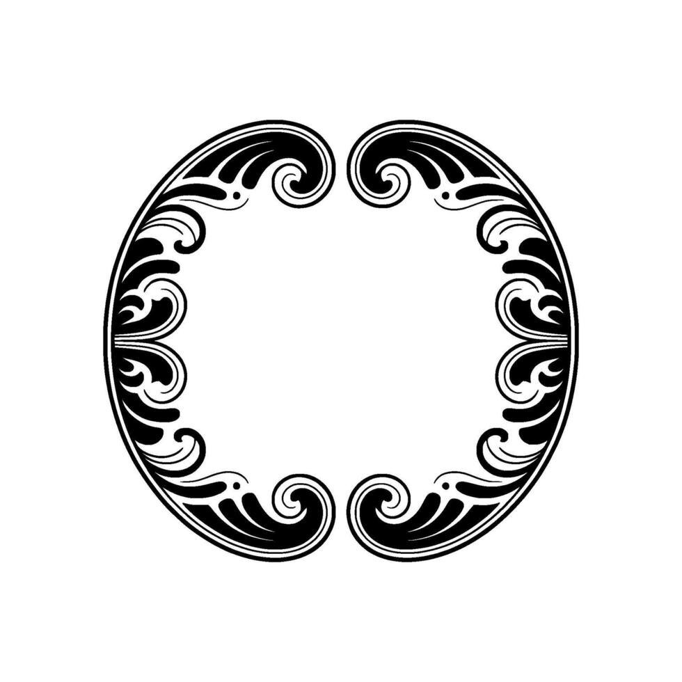 Elegant Black White Decorative Swirl Frame. vector