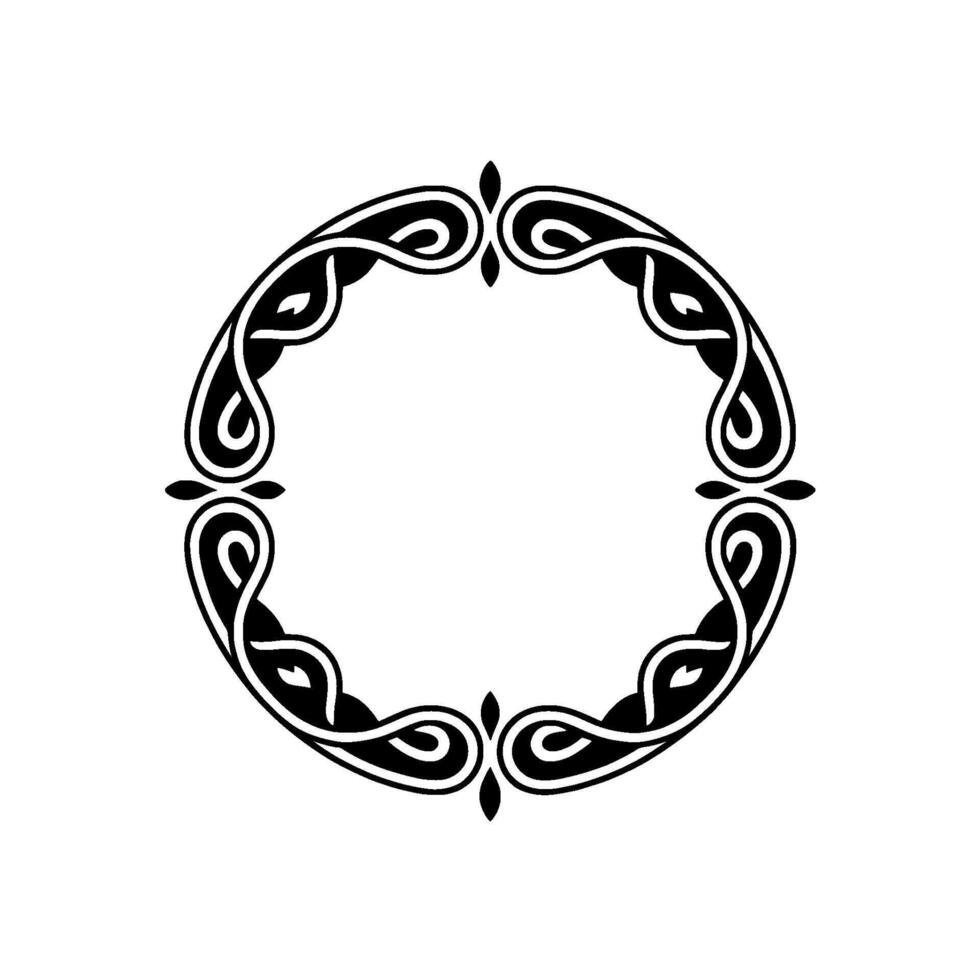 Black Celtic Knot Circle Frame on White Background. vector