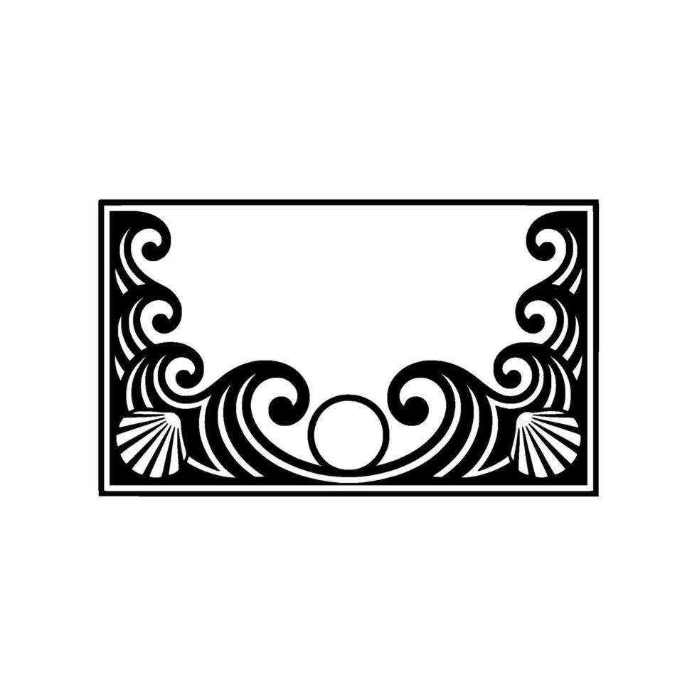 Elegant Art Deco Frame with Pearl, Seashells, Swirls. vector