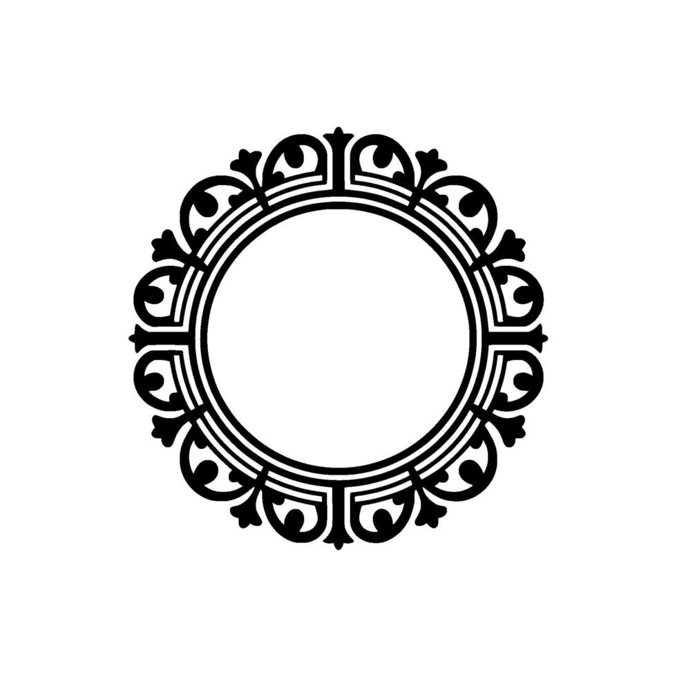 Elegant Black Ornamental Frame on White, Decorative Circle. vector