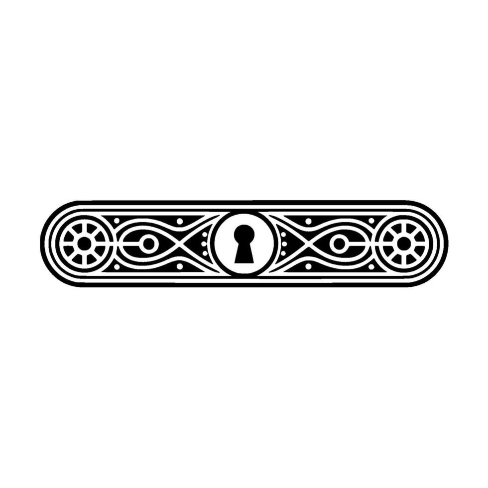 Decorative Keyhole Escutcheon - Black White Ornamental Pattern. vector