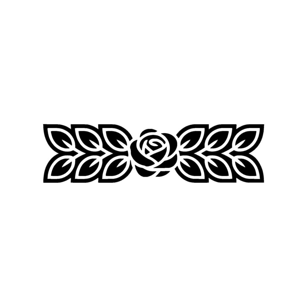 Elegant Black Rose and Leaf Border , Minimalist. vector