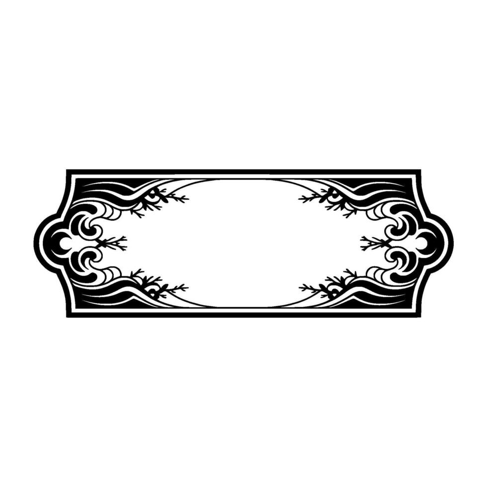 Elegant Black and White Ornate Label Frame. vector