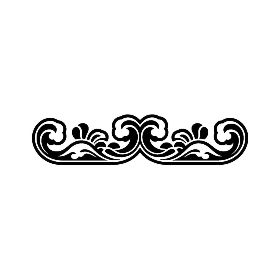 Elegant Black Wave Scroll Decorative Border Element on White. vector