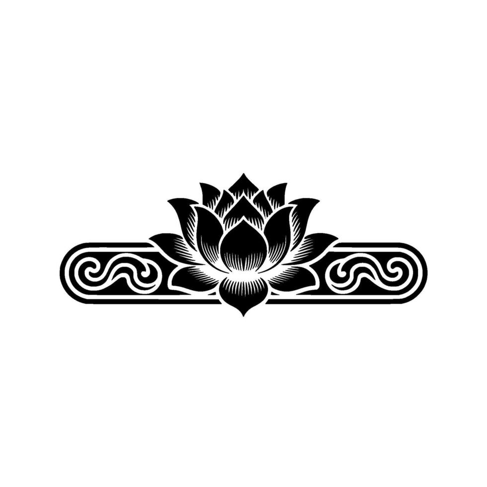 Elegant Black and White Lotus Flower Element. vector