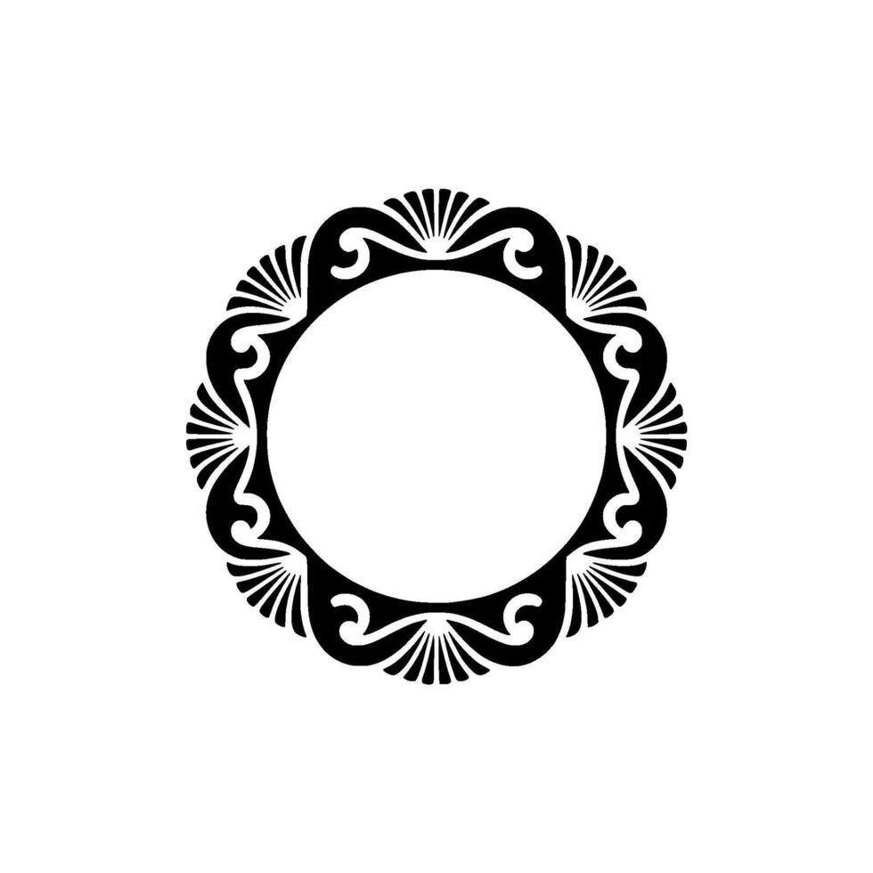 Decorative Black Circle Frame on White Background. vector