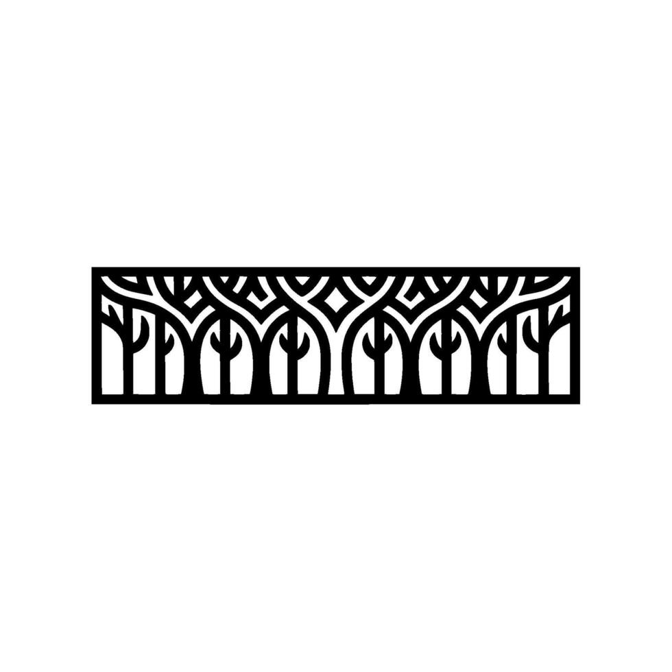 Minimalist Forest Silhouette Border. vector