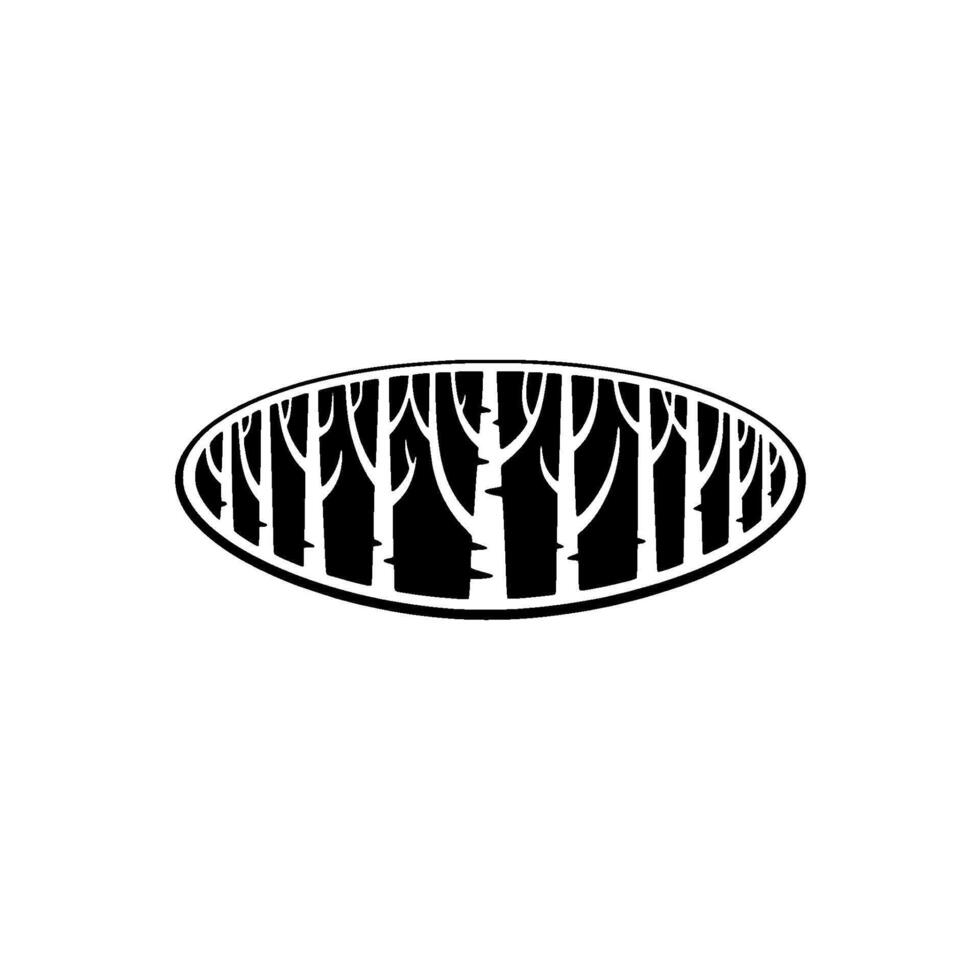 Minimalist Birch Forest Silhouette in Oval Frame. vector