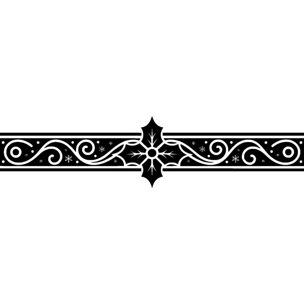 Elegant Christmas Border Holly Snowflake Ornament. vector