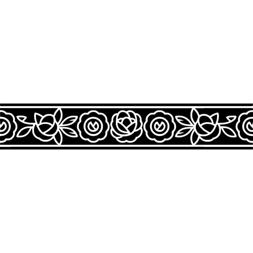 Elegant Floral Border Monochrome Rose. vector