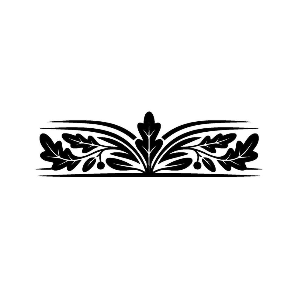 Decorative Oak Leaf Border Ornament in Black and White. vector