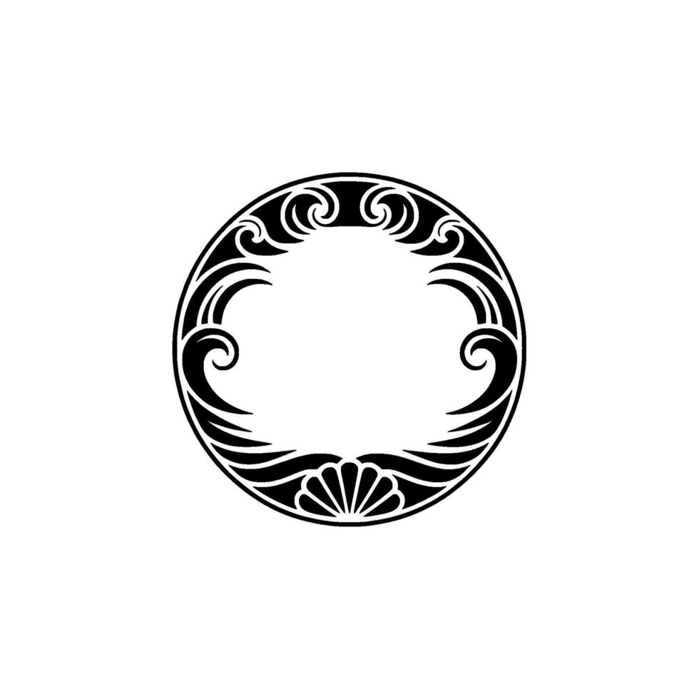 Elegant Art Deco Circle Frame - Black and White Ornamental vector
