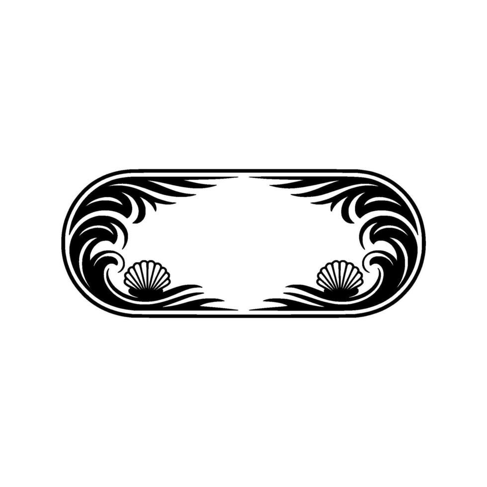 Elegant Ocean Frame Seashells, Waves, Floral Border vector