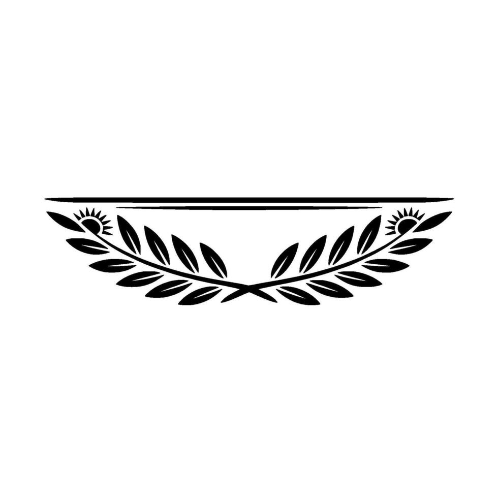 Minimalist Laurel Wreath with Sun Elements - Elegant vector