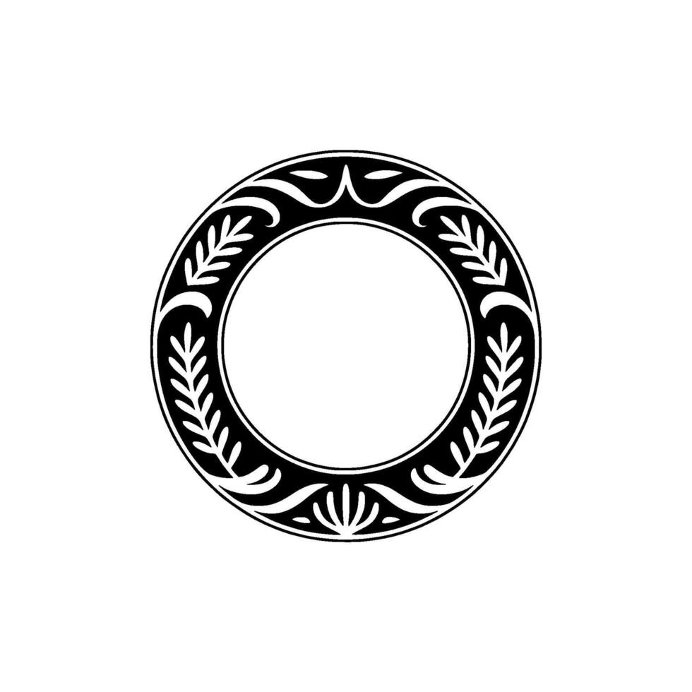 Elegant Black Floral Circle Frame on Light Gray Background vector