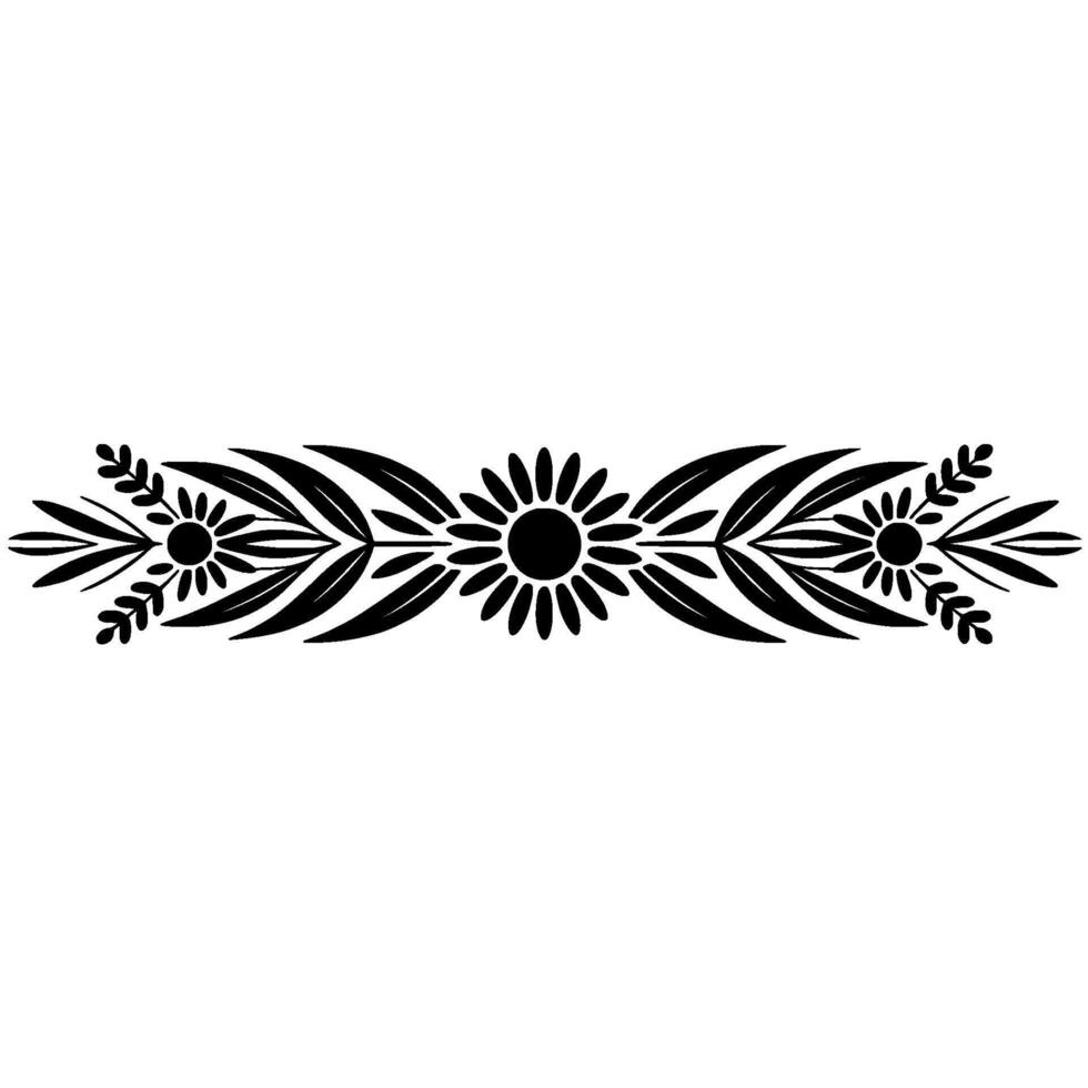 Elegant Black Floral- Border- on, White- Background vector