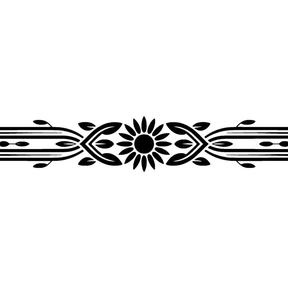 Abstract Black Floral Ornament on White Decorative Border vector