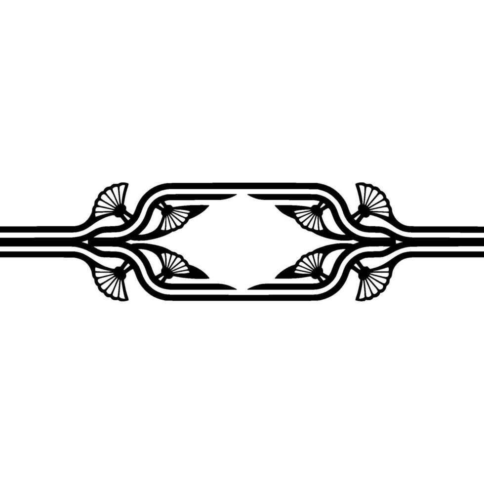 Art Deco Ornament - Geometric Floral Black and Beige on White vector