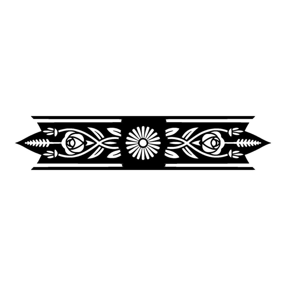 Decorative Floral Border in, Black and White, Illustration vector