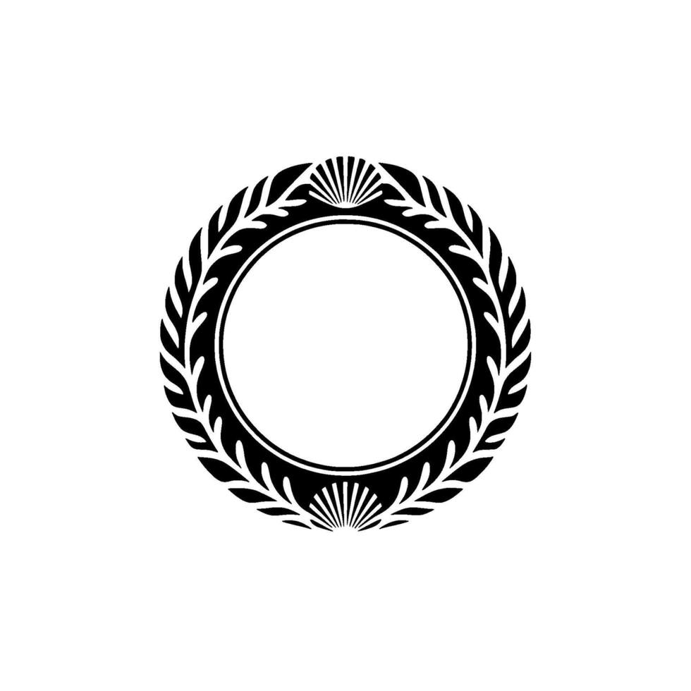 Elegant Black White Laurel Wreath Frame vector