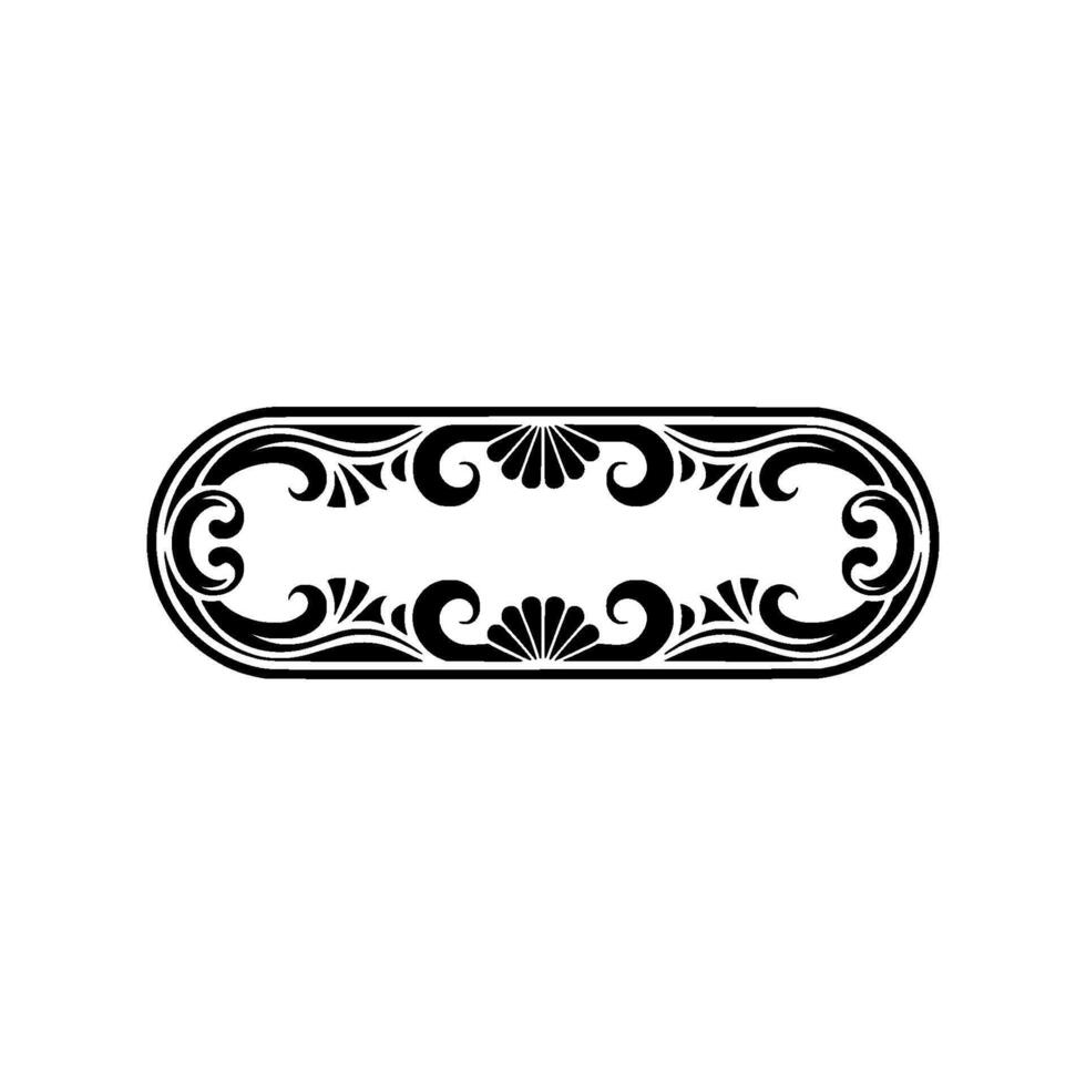 Elegant Black and White Ornamental Oval Frame, Vintage Element vector