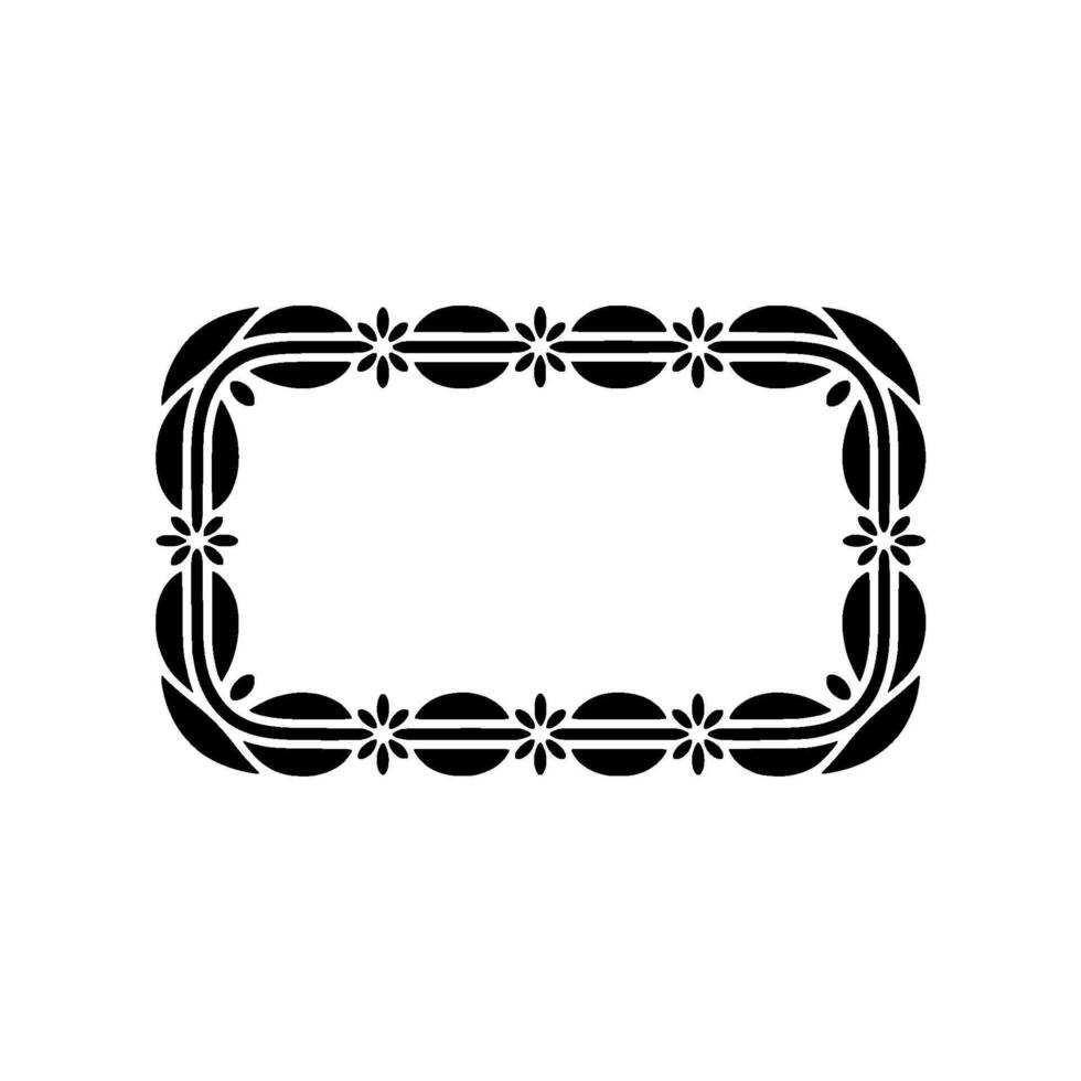 Elegant Black- Floral Frame on White, Background vector