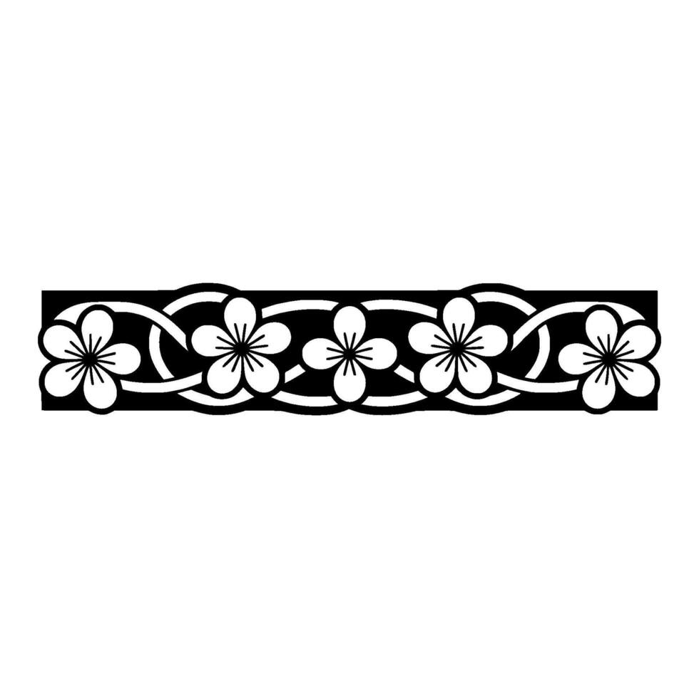 Floral Border Black White Repeating Pattern vector