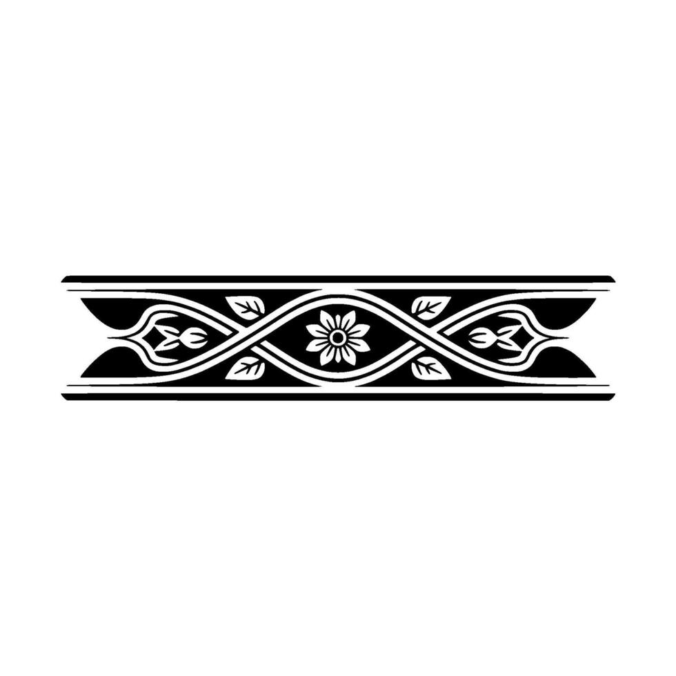 Decorative Floral Border Element, Black and White, Elegant vector