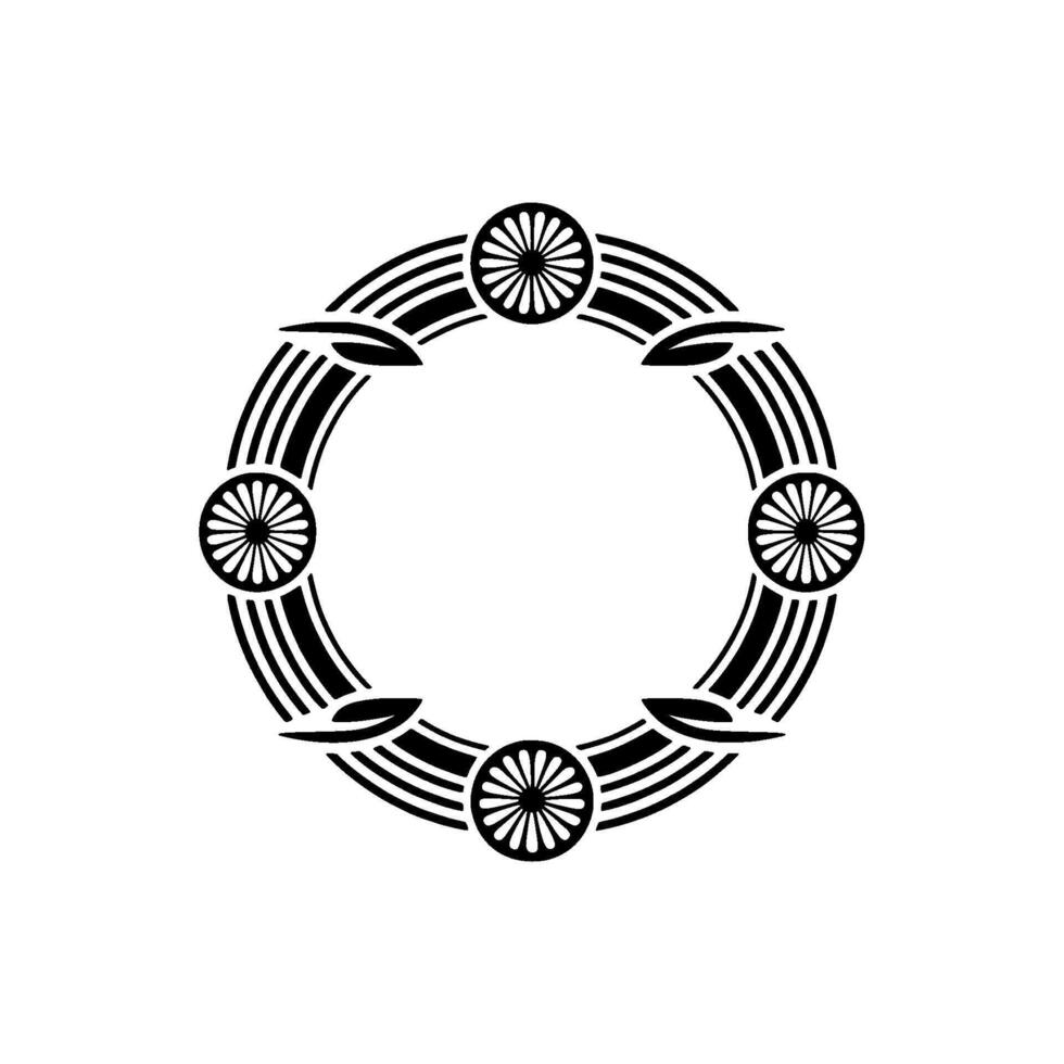 Art Deco Wreath Floral on White, Decorative Circular vector