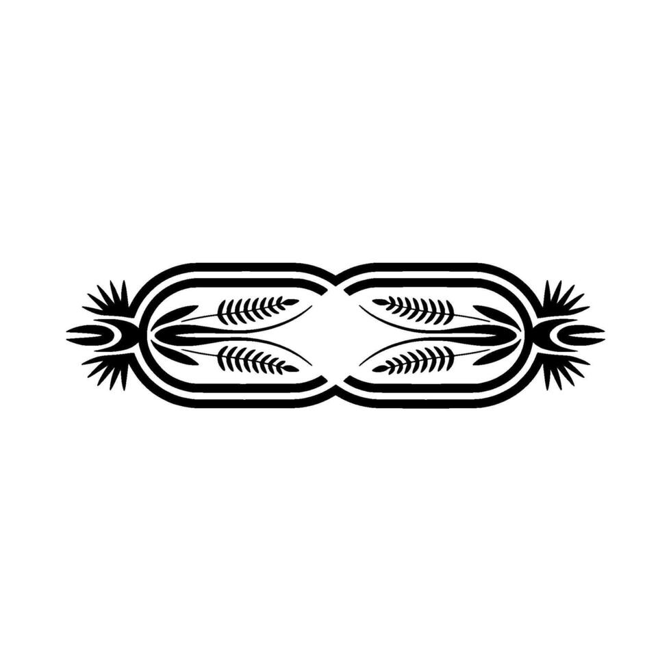 Minimalist Floral Ornamental in Black and White on White Background vector