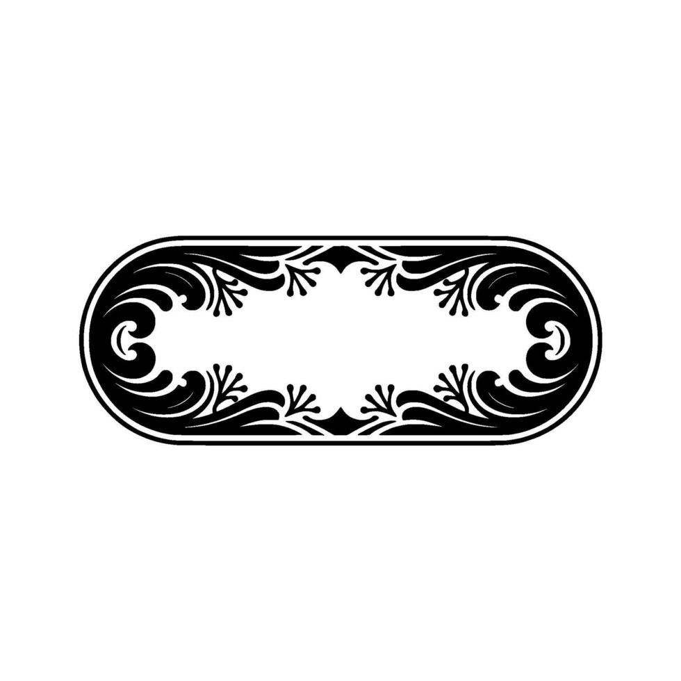 Elegant Oval Decorative Frame with Floral Elements vector