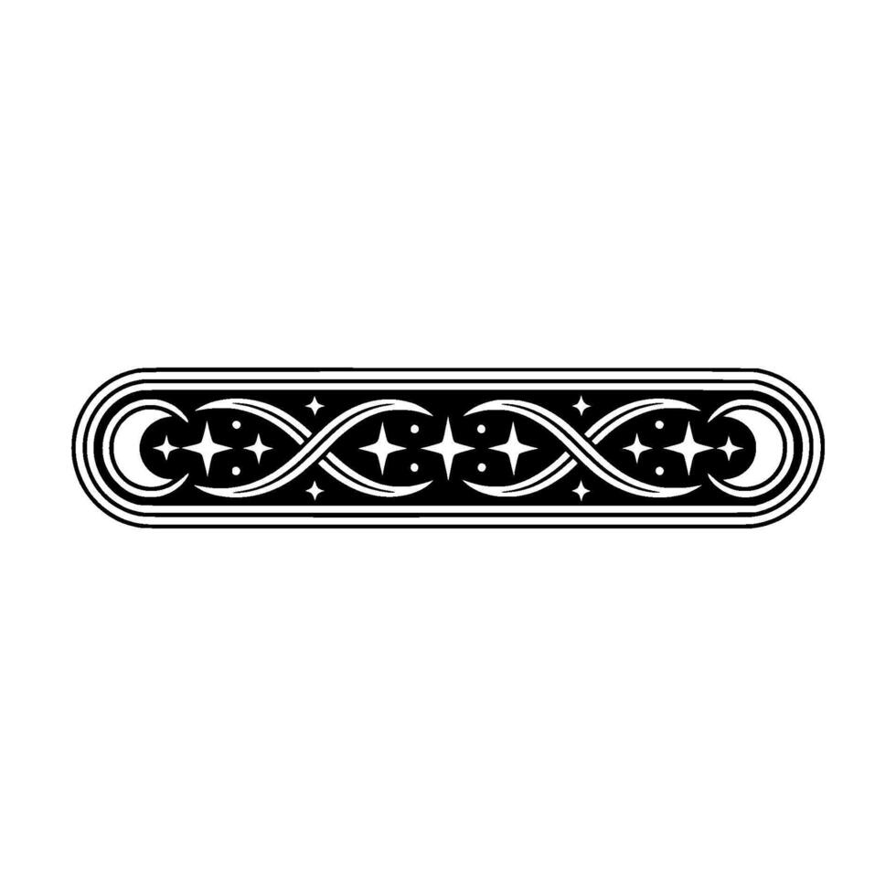 Celestial Ornament Black White Star and Moon Border vector