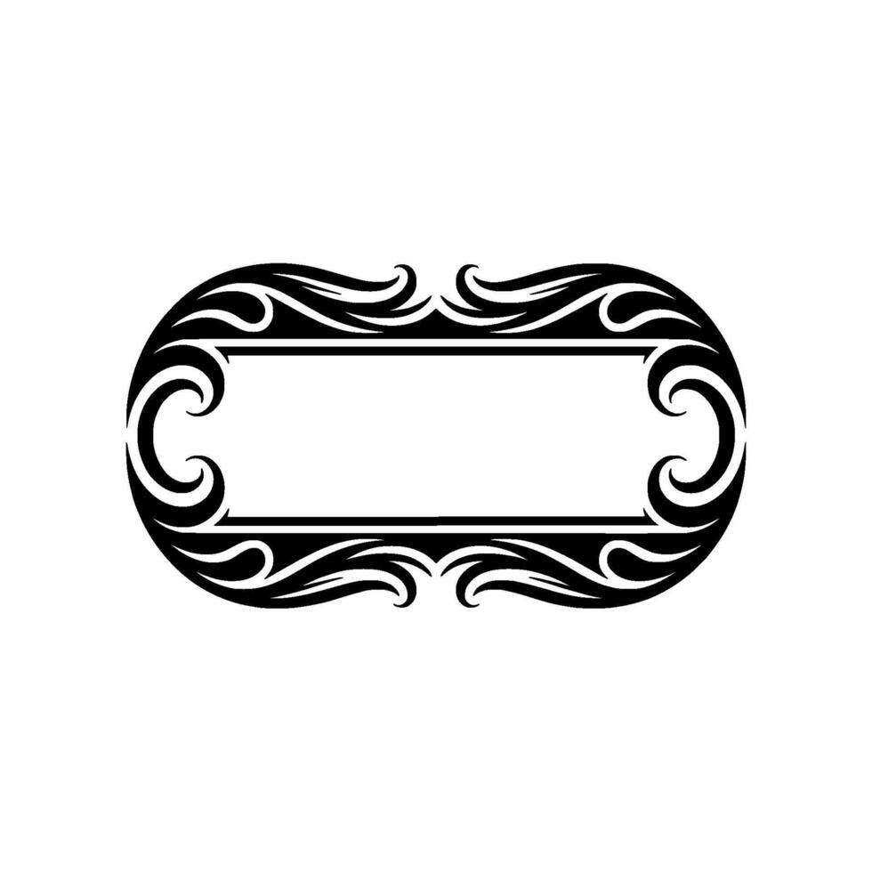 Elegant Black Oval Frame with Ornate Scrollwork on White vector