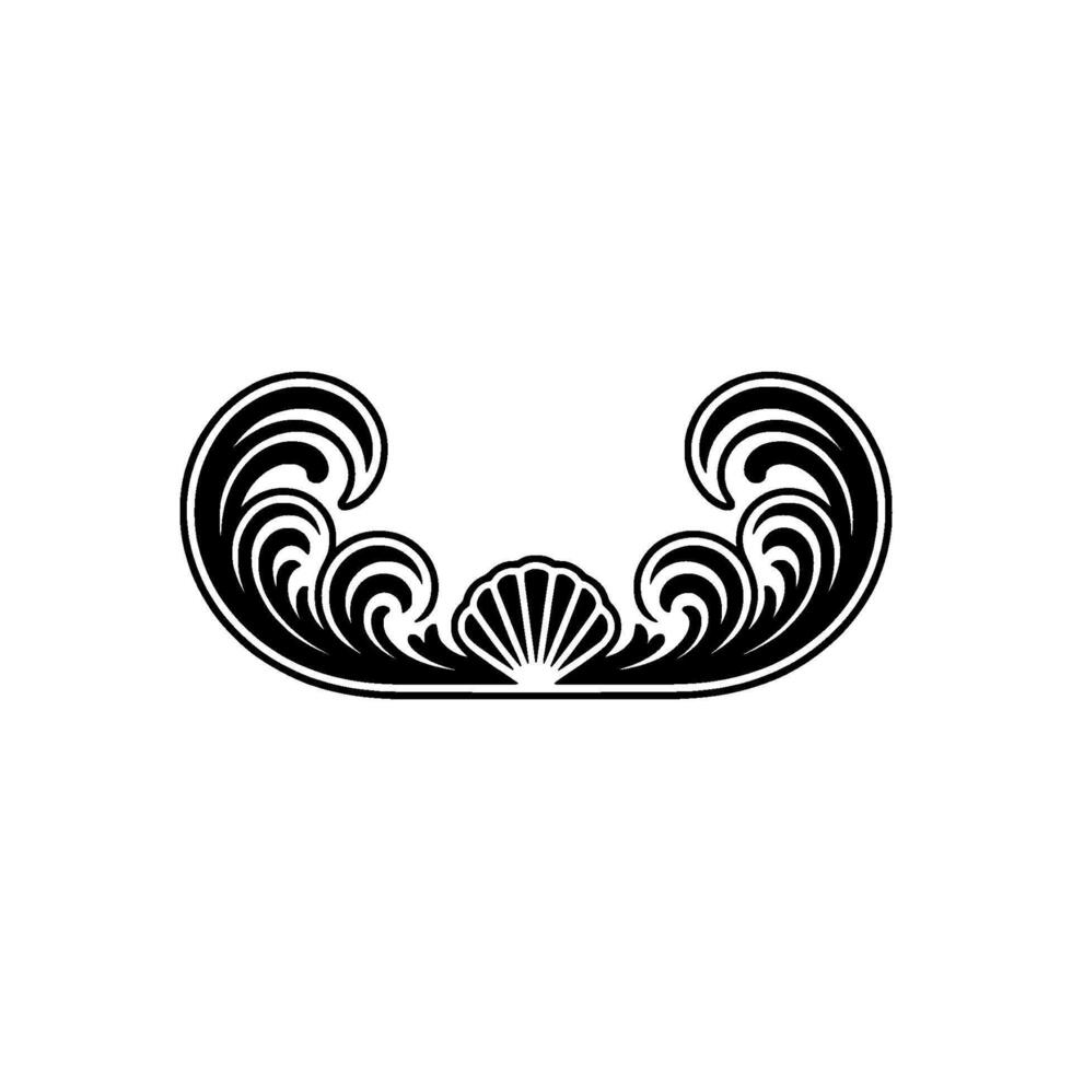 Elegant Black and White Shell and Wave Element vector