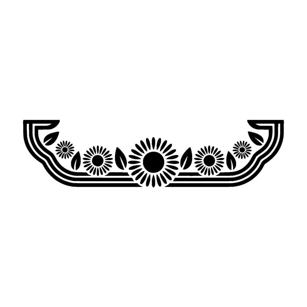 Black Floral Border Minimalist Flower Arrangement, Simple Elegant vector