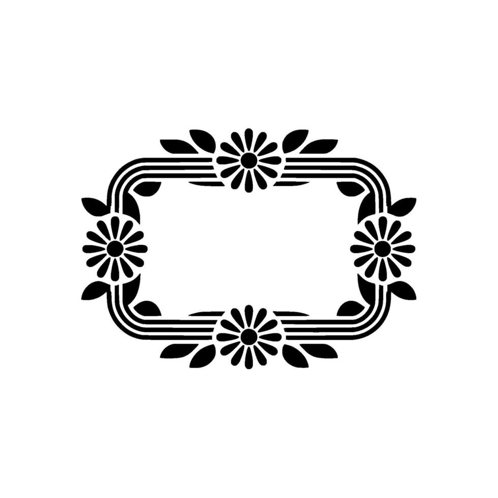 Elegant Floral Frame in Black White, Minimalist Style vector