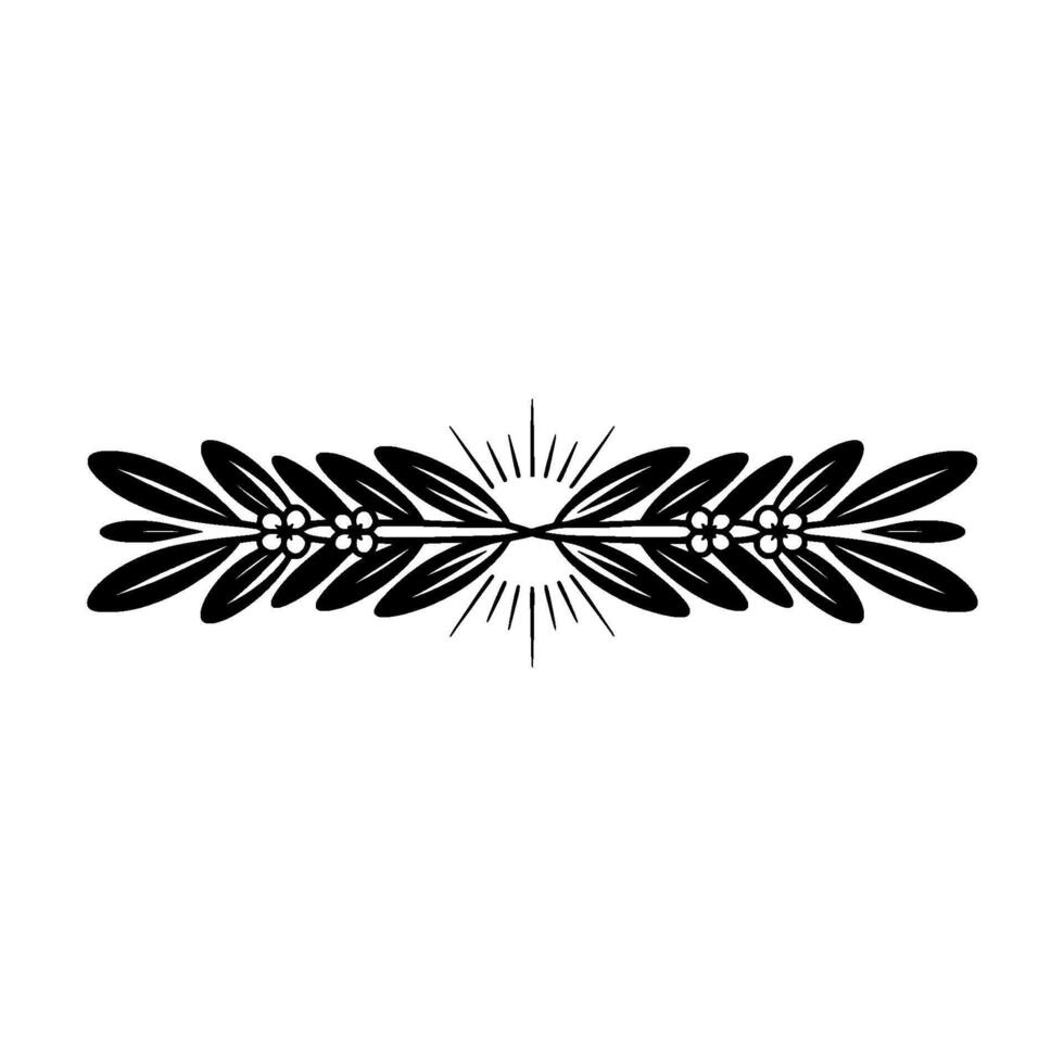 Elegant Black White Laurel Wreath Divider, Minimalist vector