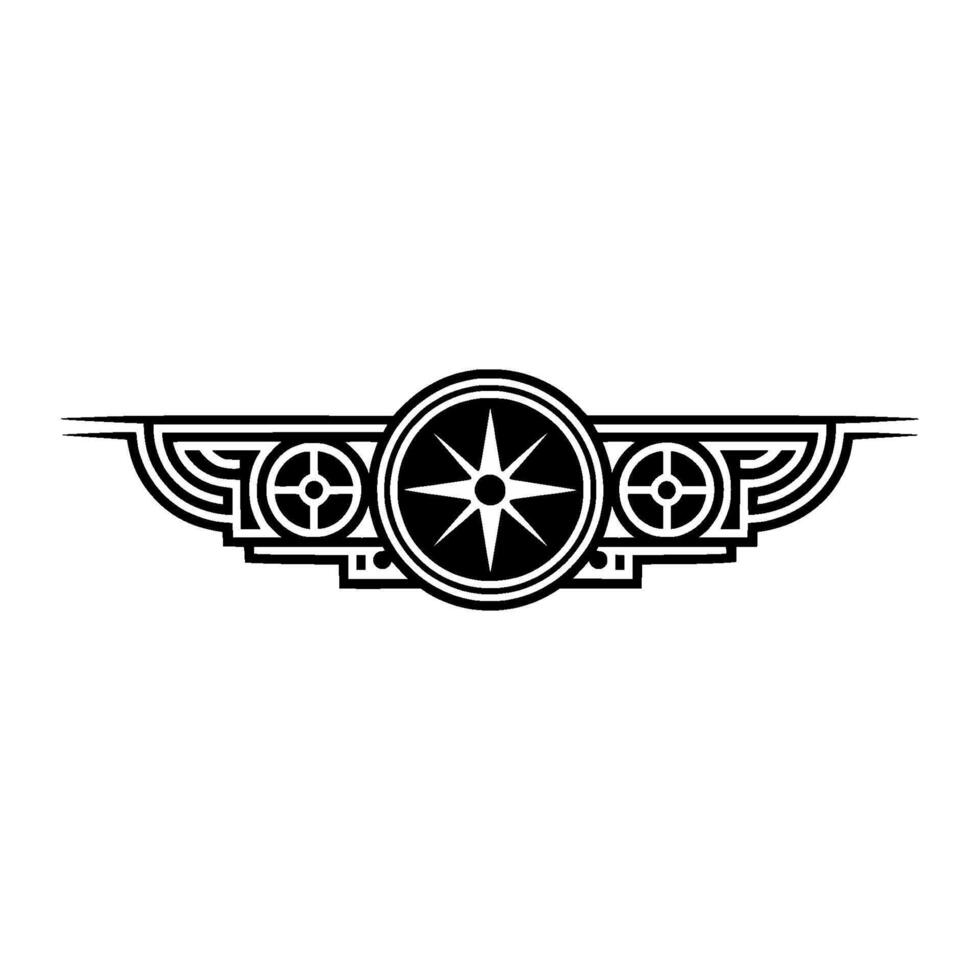 Deco-Inspired Navigation Emblem Art on White vector
